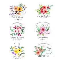 6款彩色婚礼花卉矢量图