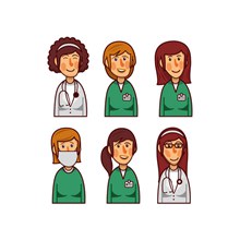 6款创意女医务人员半身像图矢量