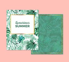 水彩绘夏季棕榈树叶卡片水彩矢量图片