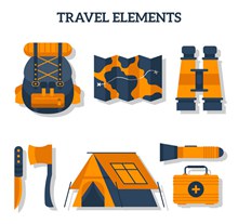 8款橙色野营物品设计矢量素材