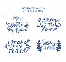4款彩绘国际和平日艺术字矢量图