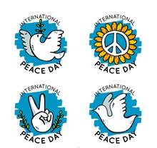 4款彩绘国际和平日标签矢量图下载