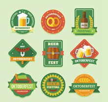 9款创意啤酒节标签矢量图下载