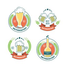 4款创意啤酒节标签矢量图下载
