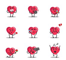 9款红色爱心表情矢量图片