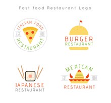 4款创意快餐餐馆标志矢量素材