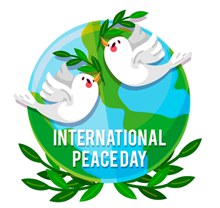卡通国际和平日白鸽和地球图矢量图片