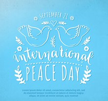白色国际和平日白鸽艺术字矢量下载