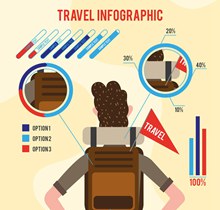 创意背包客男子背影旅行信息图矢量素材
