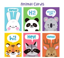 6款可爱动物问候卡片矢量下载