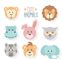 8款可爱动物头像设计矢量