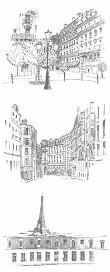 法国巴黎街景素描矢量图片
