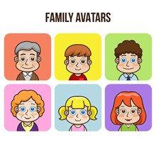 6款可爱家族人物头像图矢量素材