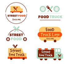 6款彩色快餐车标志设计矢量