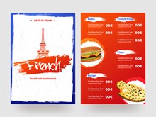法式快餐餐厅菜单矢量图片