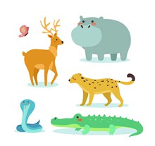 6款卡通野生动物矢量图片