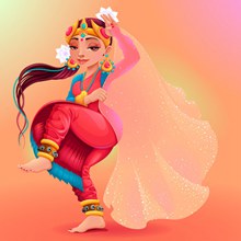 卡通印度舞蹈人物矢量图下载