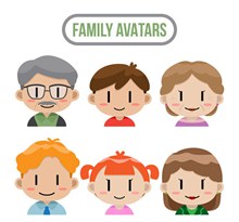 6款卡通家庭人物头像矢量素材