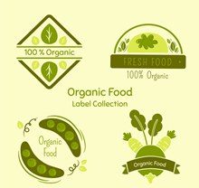 4款绿色有机蔬菜标签矢量素材