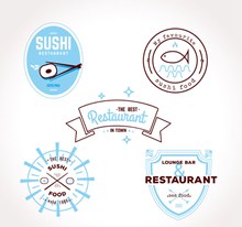 5款创意餐馆标签矢量素材