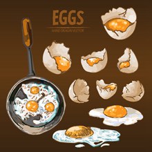 手绘烹饪鸡蛋料理矢量下载