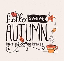 彩绘你好秋季热咖啡艺术字矢量下载