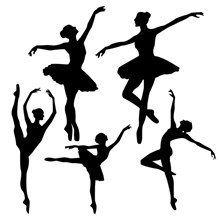 5款芭蕾舞女子剪影矢量素材