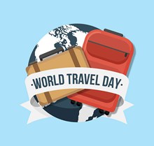 创意世界旅游日地球和行李箱图矢量