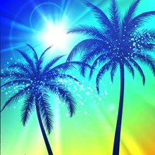 创意太阳下的棕榈树矢量图