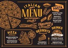 创意意大利餐馆菜单矢量图片