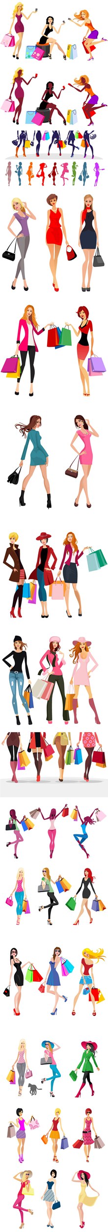 时尚购物女性矢量图片
