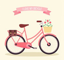 粉色自行车设计矢量图