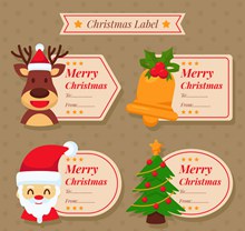 4款可爱圣诞节留言标签矢量图下载