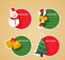 4款创意圣诞节空白留言标签图矢量图片