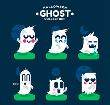 6款可爱卡通幽灵设计图矢量图片