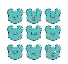 9款蓝色熊表情头像矢量图下载