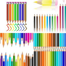 不同组合效果多彩铅笔设计矢量图