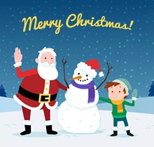 创意雪地圣诞老人和孩子图矢量素材