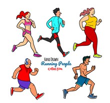 5款彩绘跑步健身人物矢量图下载