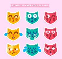 9款有趣的猫咪表情头像贴纸矢量下载