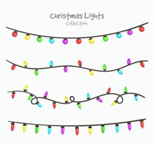 4款彩色圣诞节彩灯串矢量素材