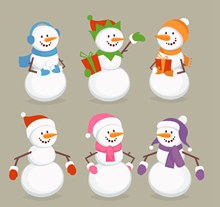 6款彩色服饰雪人设计矢量图下载