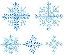 手绘风冬日季节雪花元素V01矢量图片