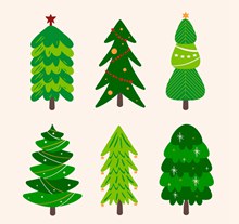 6款创意绿色圣诞树设计矢量图片
