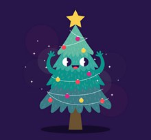 可爱表情圣诞树设计矢量下载