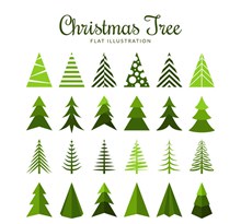 24款扁平化圣诞树设计矢量图