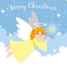 可爱云中的圣诞天使矢量图下载