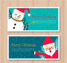 2款可爱圣诞老人和雪人banner图矢量