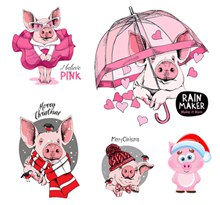 拟人可爱的卡通粉红猪创意矢量
