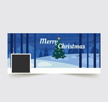 创意雪地圣诞树脸书封面图片图矢量图